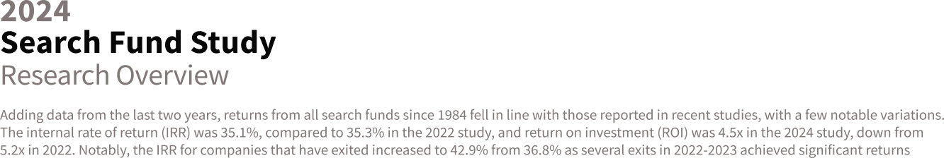 Stanford Graduate School of Business: Search Fund Study